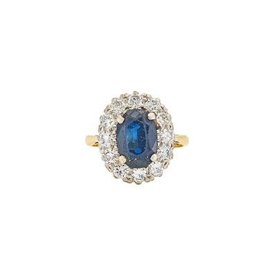 Lot 1270 - Platinum, Gold, Sapphire and Diamond Ring