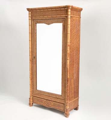 Lot 371 - Victorian Faux Bamboo and Brid's Eye Maple Armoire