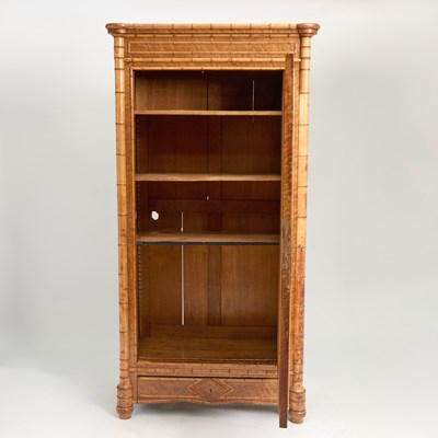Lot 371 - Victorian Faux Bamboo and Brid's Eye Maple Armoire