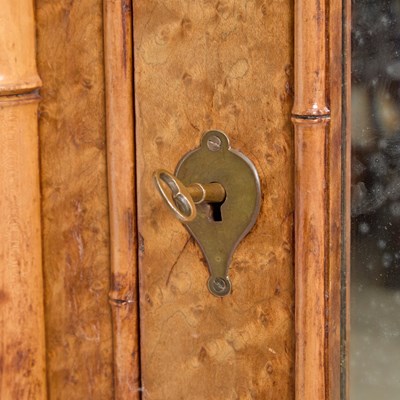Lot 371 - Victorian Faux Bamboo and Brid's Eye Maple Armoire