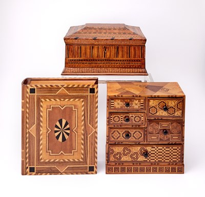 Lot 183 - A Group of Three Vintage Inlaid Wood Boxes