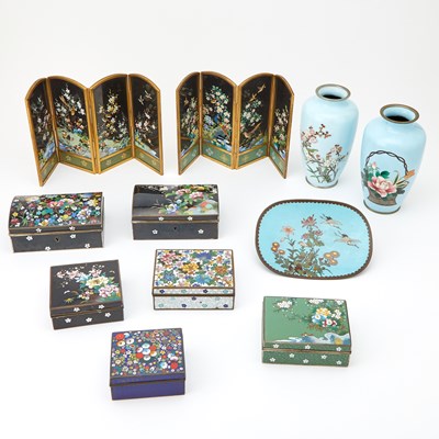 Lot 104 - Group of Japanese Enamel Articles