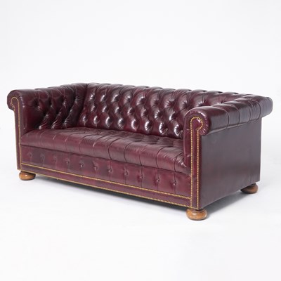 Lot 210 - Pair of Faux Leather Chesterfield Sofas