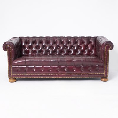 Lot 210 - Pair of Faux Leather Chesterfield Sofas