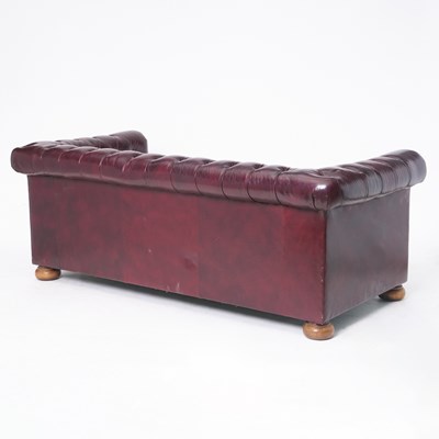 Lot 210 - Pair of Faux Leather Chesterfield Sofas