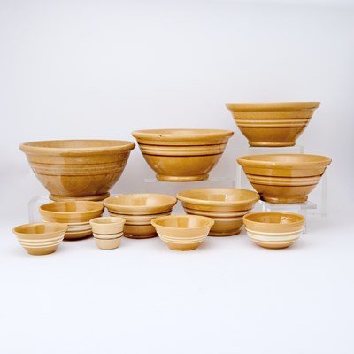 Lot 500 - Nest of Eleven Yellowware Pottery Mixing Bowls