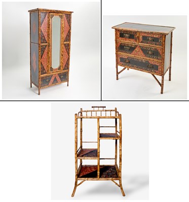 Lot 369 - Edwardian-Style Bamboo and Japanese Lacquer Armoire