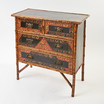Lot 369 - Edwardian-Style Bamboo and Japanese Lacquer Armoire