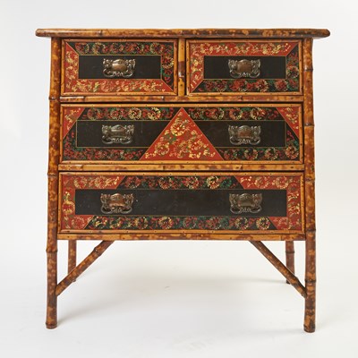 Lot 369 - Edwardian-Style Bamboo and Japanese Lacquer Armoire