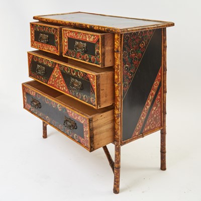 Lot 369 - Edwardian-Style Bamboo and Japanese Lacquer Armoire