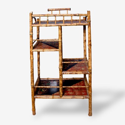 Lot 369 - Edwardian-Style Bamboo and Japanese Lacquer Armoire