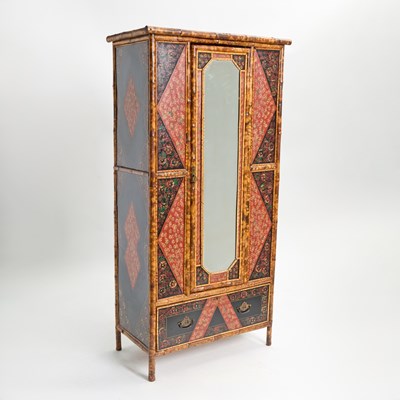 Lot 369 - Edwardian-Style Bamboo and Japanese Lacquer Armoire