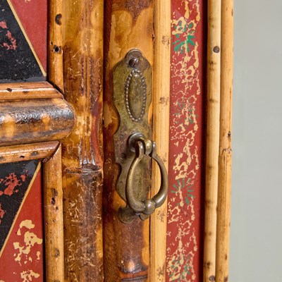 Lot 369 - Edwardian-Style Bamboo and Japanese Lacquer Armoire