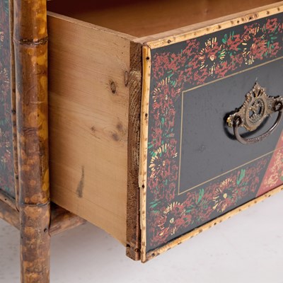 Lot 369 - Edwardian-Style Bamboo and Japanese Lacquer Armoire