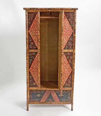 Lot 369 - Edwardian-Style Bamboo and Japanese Lacquer Armoire