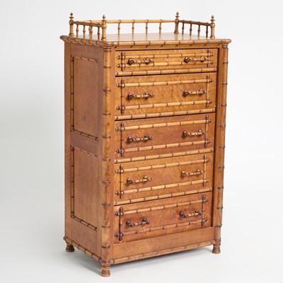 Lot 372 - Victorian Faux Bamboo Side-Lock Chest of Drawers