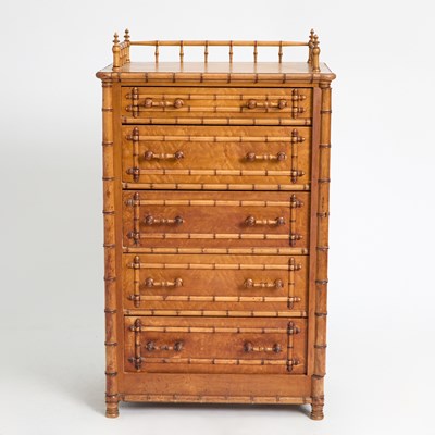Lot 372 - Victorian Faux Bamboo Side-Lock Chest of Drawers