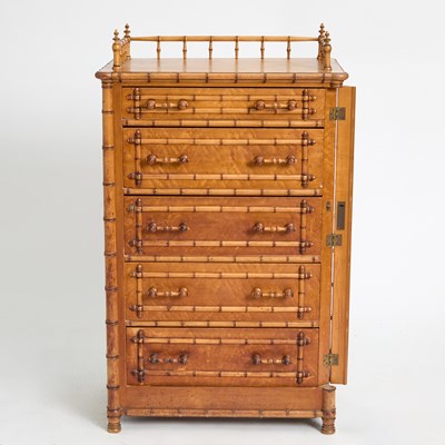 Lot 372 - Victorian Faux Bamboo Side-Lock Chest of Drawers