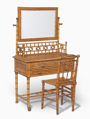 Lot Victorian Faux Bamboo Dressing Table with Mirror