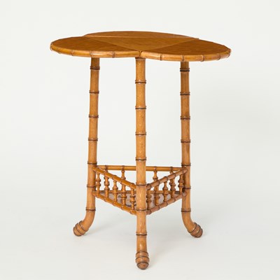 Lot 367 - Victorian Faux Bamboo & Bird's Eye Maple Trefoil Table