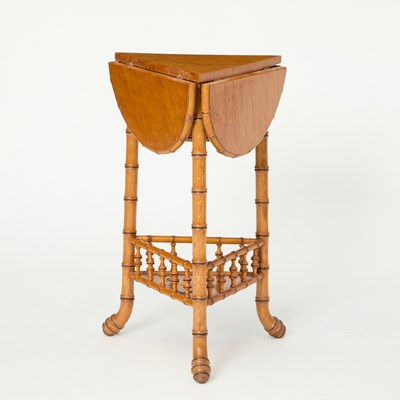Lot 367 - Victorian Faux Bamboo & Bird's Eye Maple Trefoil Table