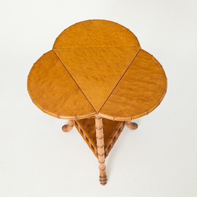 Lot 367 - Victorian Faux Bamboo & Bird's Eye Maple Trefoil Table