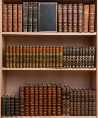 Lot 168 - A large collection of books, finely bound in green and blue leathers