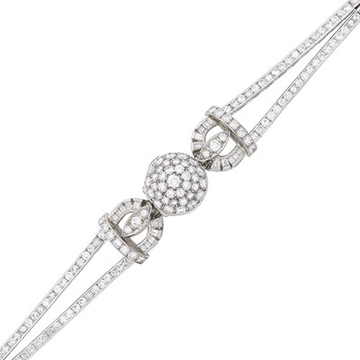 Lot 66 - Platinum and Diamond Bracelet-Watch