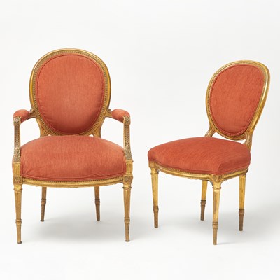 Lot 317 - Set of Twelve Louis XVI Style Giltwood Dining Chairs