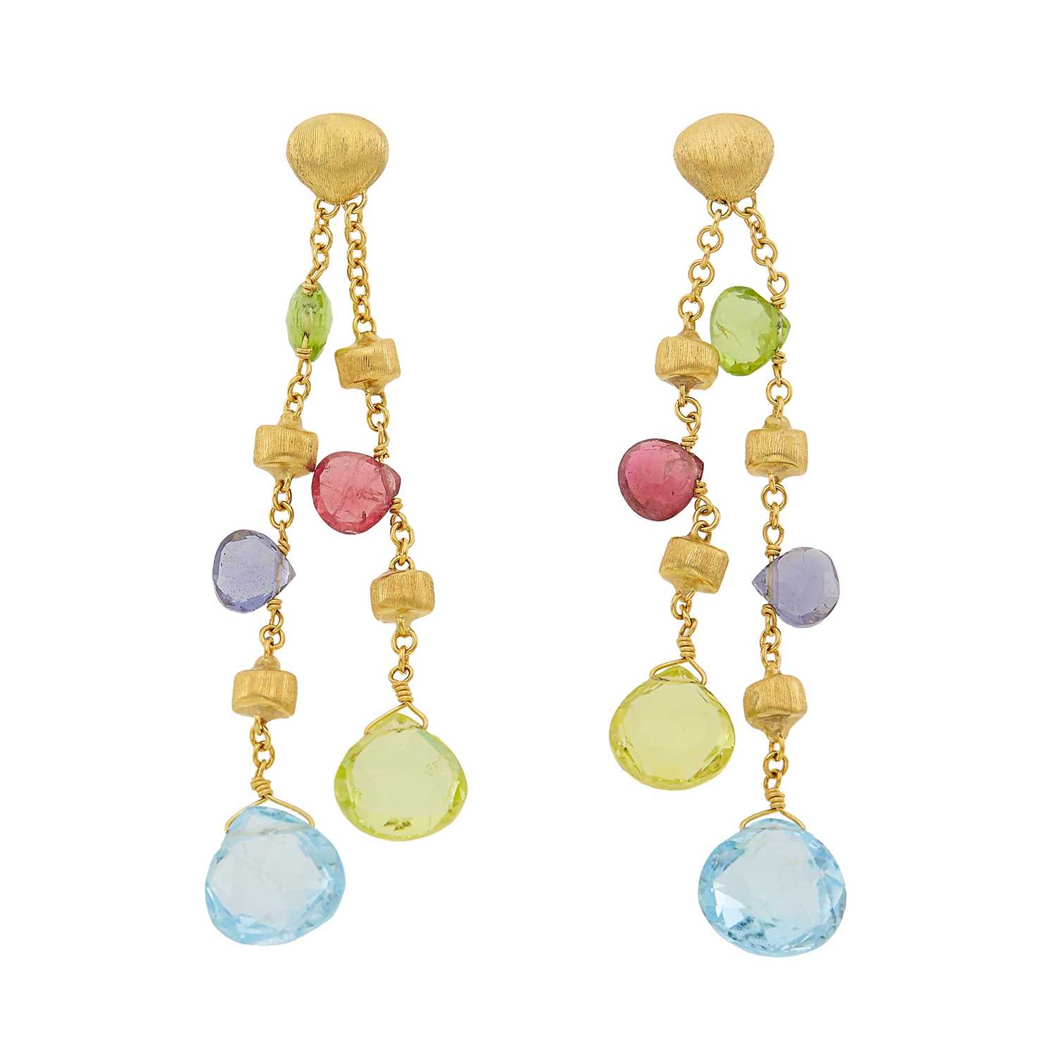 Lot 1162 - Marco Bicego Pair of Gold and Colored Stone Bead 'Paradise' Pendant-Earrings