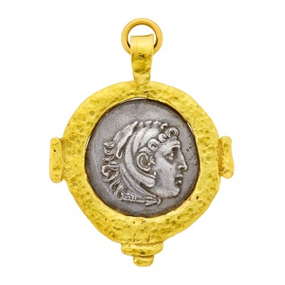 Lot 35 - Elizabeth Gage Hammered Gold and Silver Coin Pendant