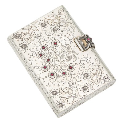 Lot 1091 - Silver and Synthetic Ruby Vanity Case