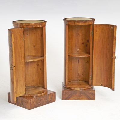 Lot 282 - Pair of Biedermeier Rosewood and Marble Nightstands