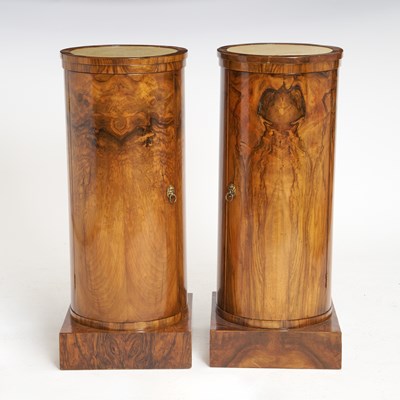 Lot 282 - Pair of Biedermeier Rosewood and Marble Nightstands
