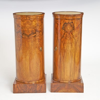 Lot 282 - Pair of Biedermeier Rosewood and Marble Nightstands