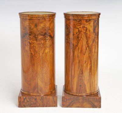 Lot 282 - Pair of Biedermeier Rosewood and Marble Nightstands