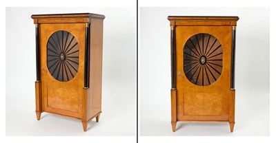 Lot 287 - Pair of Biedermeier Fruitwood and Part Ebonized Cabinets