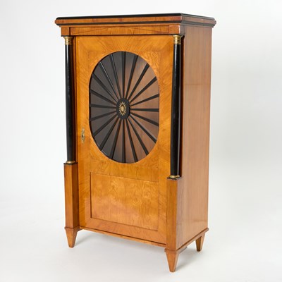 Lot 287 - Pair of Biedermeier Fruitwood and Part Ebonized Cabinets