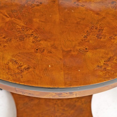 Lot 288 - Pair of Biedermeier Neoclassical Revival Burl Walnut & Ebonized Side Tables