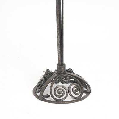 Lot 381 - Art Deco Style Wrought Iron and Alabaster Floor Lamp