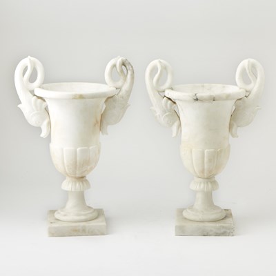 Lot 156 - Pair of Italian Alabaster Urns