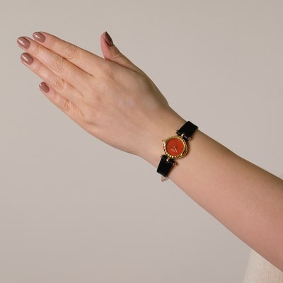 Lot 177 - Van Cleef & Arpels Gold and Coral Wristwatch