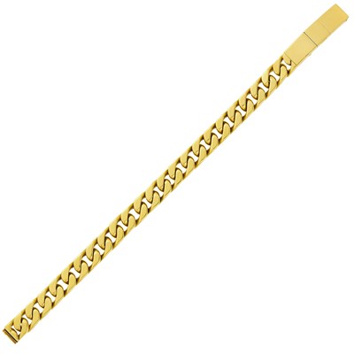 Lot 30 - Boucheron Paris Gold Curb Link Bracelet-Watch