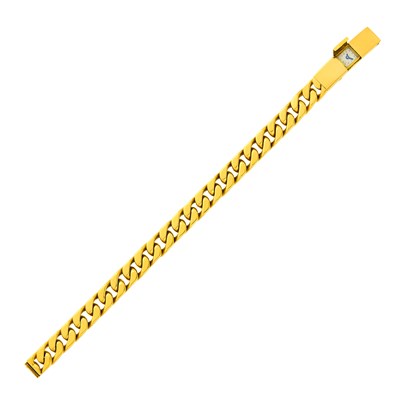 Lot 30 - Boucheron Paris Gold Curb Link Bracelet-Watch