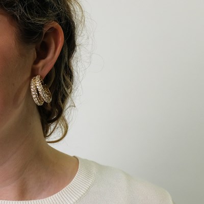 Lot 76 - Van Cleef & Arpels Pair of Gold and Diamond Hoop Earrings