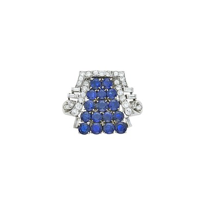 Lot 2077 - Silver, Sapphire and Diamond Clip