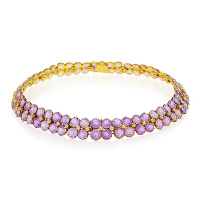 Lot 64 - Antique Gold, Amethyst and Diamond Choker Necklace