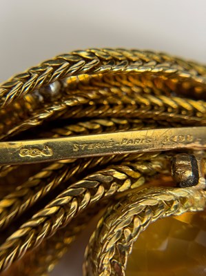 Lot 72 - Sterlé Paris Gold, Platinum, Citrine and Diamond Fringe Clip-Brooch