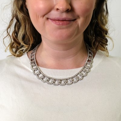 Lot 163 - Rhodium-Plated Gold and Diamond Necklace