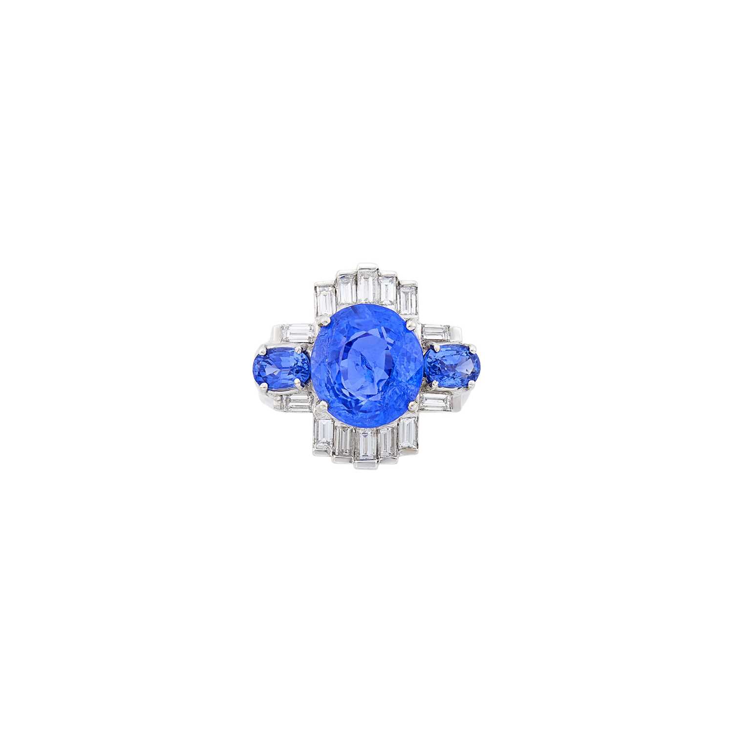 Lot 126 - White Gold, Sapphire and Diamond Ring